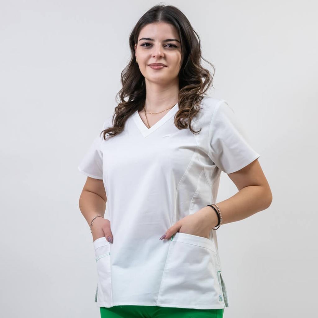 Bluza medicala Lotus Flex, stretch, alb, CVC-NP4 XL