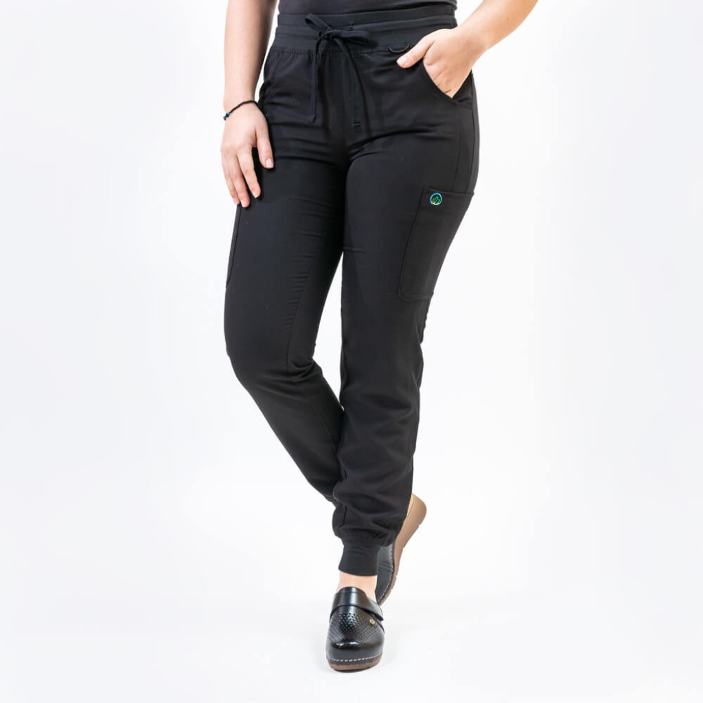 Pantaloni medicali Lotus Flex, stretch, cu snur, negru, TS-SP4 2XS