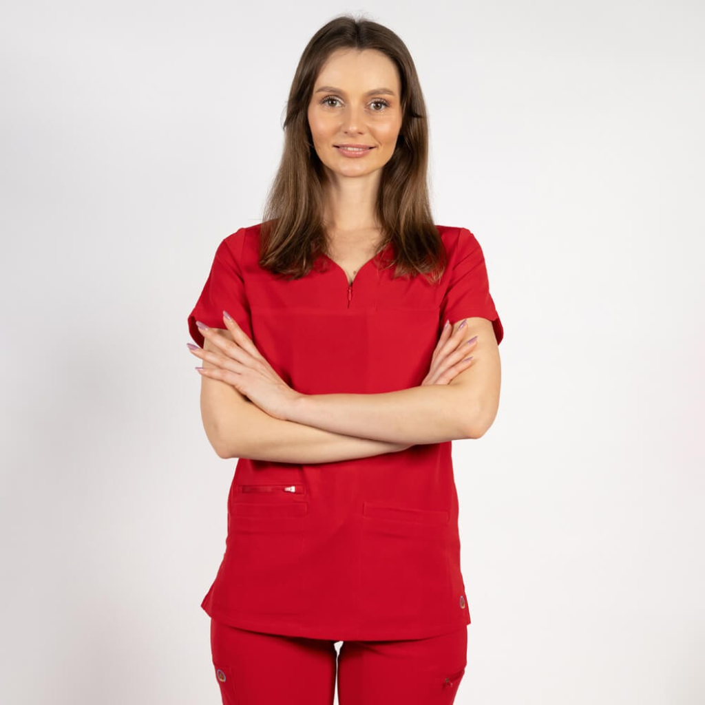 Bluza medicala Lotus Flex, stretch, rosu, TS-NP10