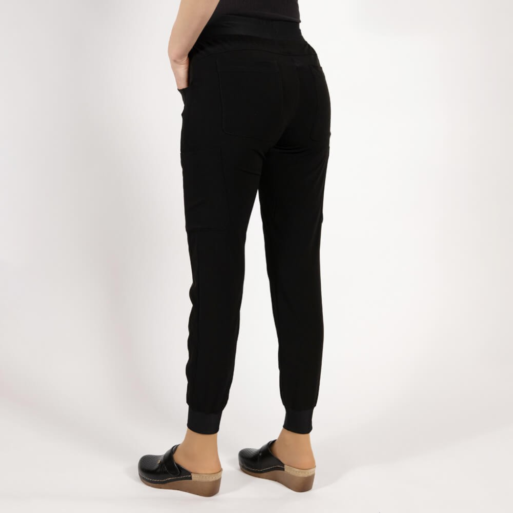 Pantaloni medicali Lotus Flex, stretch, cu snur, negru, TRS-SP4-V3