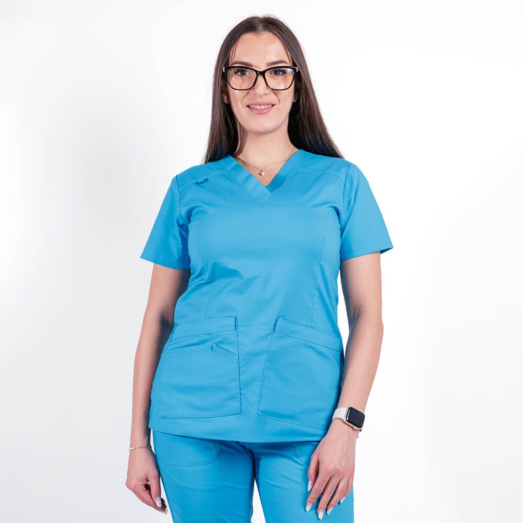 Bluza medicala Lotus Flex, stretch, albastru deschis, CVC-NP1 L
