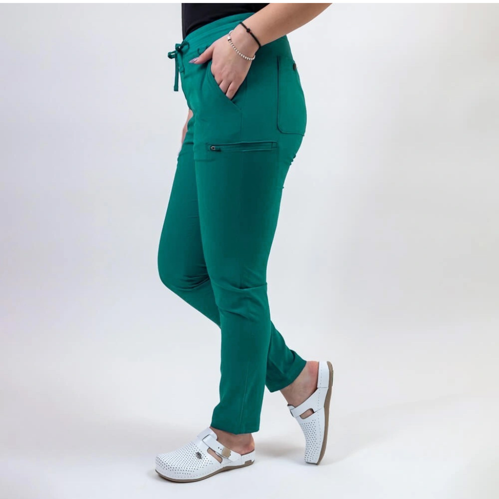 Pantaloni medicali Lotus Flex, stretch, cu snur, tucoaz teal, TS-SP3